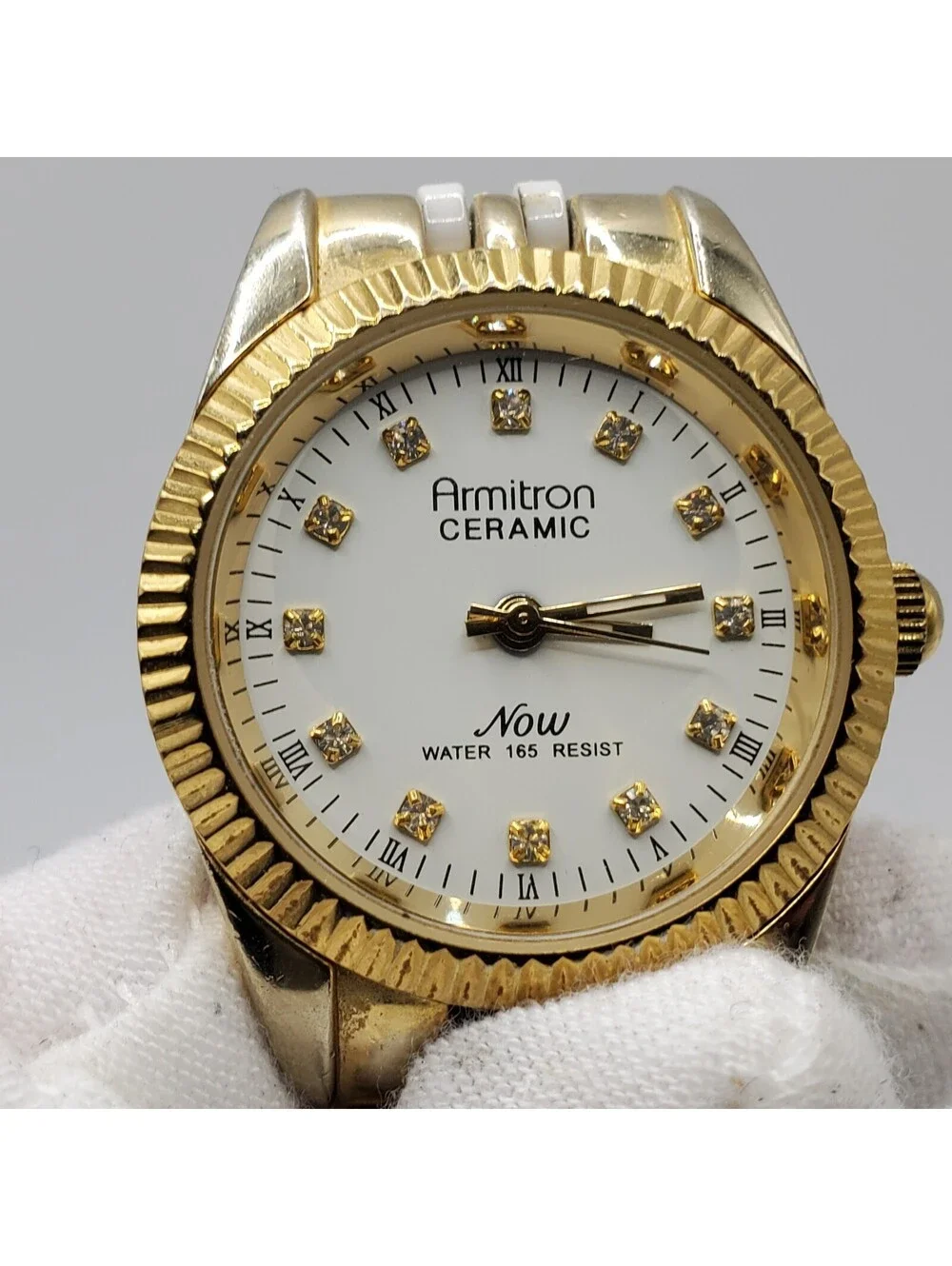 Armitron Now Ceramic Watch Women New Battery Gold-Tone 27mm